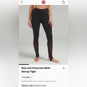 lululemon Nulu and Crisscross Mesh Stirrup Tight
